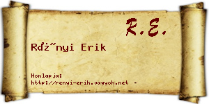 Rényi Erik névjegykártya